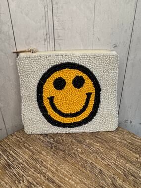 Beaded Coin Purse Smile Multicolor Wallet Travel Pouch Womens Accessories